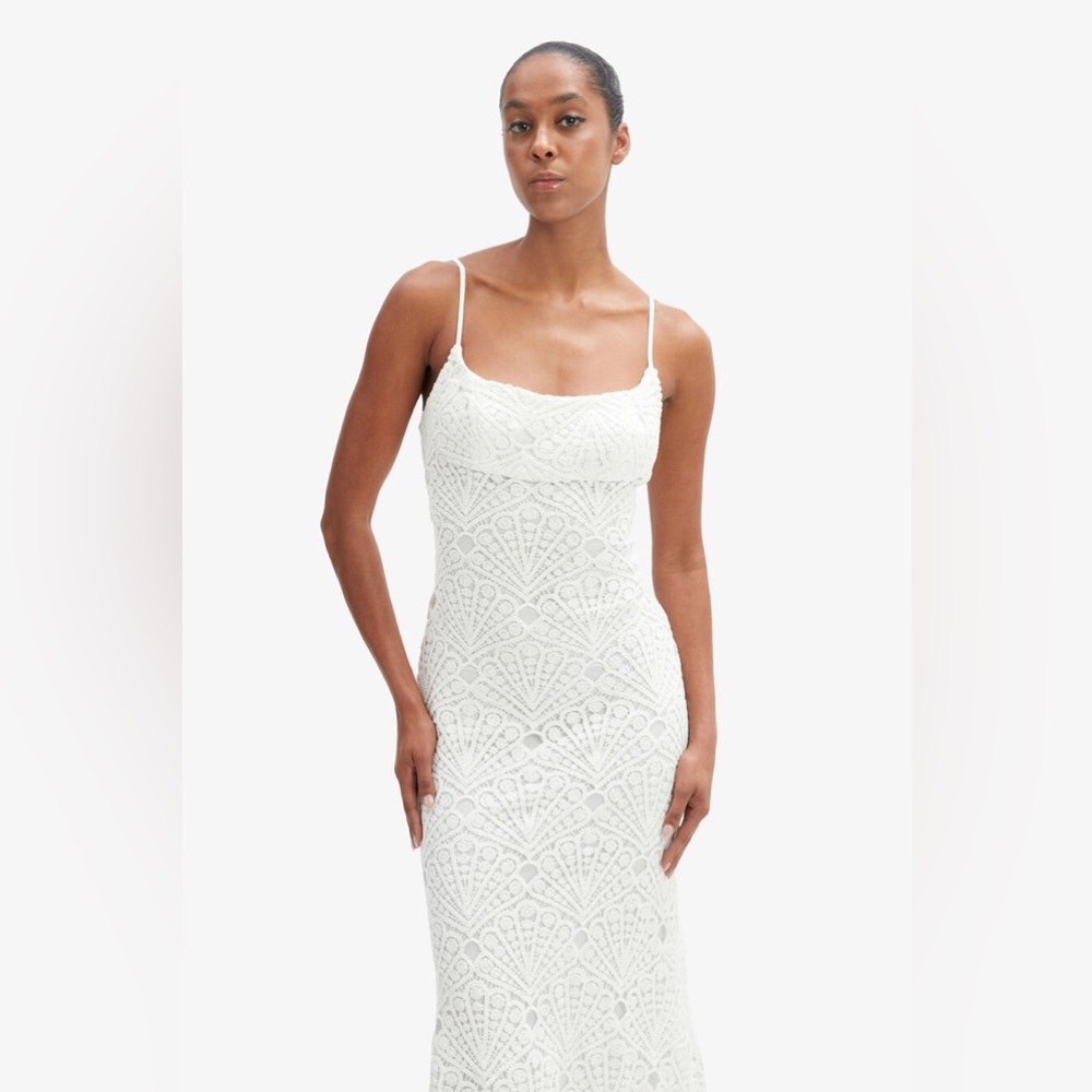 Bardot Andoni White Seashell Crochet Midi Dress, Size 4, $169 - Picture 3 of 14